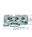 3-conductor through terminal block; 10 mm²; suitable for Ex e II applications; side and center marking; for DIN-rail 35 x 15 and 35 x 7.5; Push-in CAGE CLAMP®; 10,00 mm²; gray