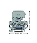 2-conductor fuse terminal block; with pivoting fuse holder; for 5 x 20 mm miniature metric fuse; without blown fuse indication; for DIN-rail 35 x 15 and 35 x 7.5; 4 mm²; CAGE CLAMP®; 4,00 mm²; gray