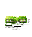 4-conductor ground terminal block; 2.5 mm²; center marking; for DIN-rail 35 x 15 and 35 x 7.5; CAGE CLAMP®; 2,50 mm²; green-yellow
