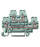 Double-deck terminal block; Through/through terminal block; L/L; for DIN-rail 35 x 15 and 35 x 7.5; 2.5 mm²; CAGE CLAMP®; 2,50 mm²; gray