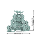 Triple-deck terminal block; Through/through/through terminal block; L/L/L; with marker carrier; suitable for Ex e II applications; for DIN-rail 35 x 15 and 35 x 7.5; 2.5 mm²; Push-in CAGE CLAMP®; 2,50 mm²; gray