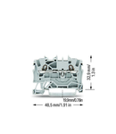 2-conductor through terminal block; 1.5 mm²; suitable for Ex e II applications; side and center marking; for DIN-rail 35 x 15 and 35 x 7.5; Push-in CAGE CLAMP®; 1,50 mm²; gray