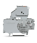 2-conductor fuse terminal block; with pivoting fuse holder; with end plate; for 5 x 20 mm miniature metric fuse; with blown fuse indication by LED; 12 - 30 V; for DIN-rail 35 x 15 and 35 x 7.5; 2.5 mm²; Push-in CAGE CLAMP®; 2,50 mm²; gray