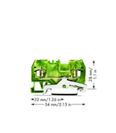 2-conductor ground terminal block; 2.5 mm²; center marking; for DIN-rail 35 x 15 and 35 x 7.5; CAGE CLAMP®; 2,50 mm²; green-yellow