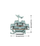 Double-deck terminal block; Through/through terminal block; for DIN-rail 35 x 15 and 35 x 7.5; 2.5 mm²; CAGE CLAMP®; 2,50 mm²; gray/gray