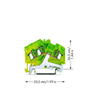 3-conductor ground terminal block; 2.5 mm²; center marking; for DIN-rail 35 x 15 and 35 x 7.5; CAGE CLAMP®; 2,50 mm²; green-yellow