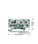 3-conductor through terminal block; 4 mm²; suitable for Ex e II applications; side and center marking; for DIN-rail 35 x 15 and 35 x 7.5; Push-in CAGE CLAMP®; 4,00 mm²; gray