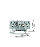 3-conductor through terminal block; 1.5 mm²; suitable for Ex e II applications; side and center marking; for DIN-rail 35 x 15 and 35 x 7.5; Push-in CAGE CLAMP®; 1,50 mm²; gray