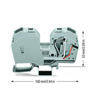 2-conductor through terminal block; 35 mm²; with integrated end plate; side and center marking; only for DIN 35 x 15 rail; CAGE CLAMP®; 35,00 mm²; gray