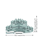 4-conductor double deck terminal block; Through/through terminal block; L/L; without marker carrier; for DIN-rail 35 x 15 and 35 x 7.5; 2.5 mm²; Push-in CAGE CLAMP®; 2,50 mm²; gray