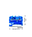 2-conductor through terminal block; 2.5 mm²; for Ex e II and Ex i applications; side and center marking; for DIN-rail 35 x 15 and 35 x 7.5; Push-in CAGE CLAMP®; 2,50 mm²; blue