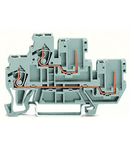 1-conductor/1-pin double deck receptacle terminal block; Through/through terminal block; L/L; for DIN-rail 35 x 15 and 35 x 7.5; 2.5 mm²; CAGE CLAMP®; 2,50 mm²; gray