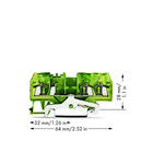 3-conductor ground terminal block; 2.5 mm²; center marking; for DIN-rail 35 x 15 and 35 x 7.5; CAGE CLAMP®; 2,50 mm²; green-yellow