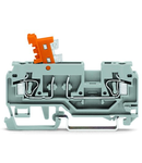 2-conductor disconnect/test terminal block; with pivoting knife disconnect; with test port; for DIN-rail 35 x 15 and 35 x 7.5; 2.5 mm²; CAGE CLAMP®; 2,50 mm²; gray