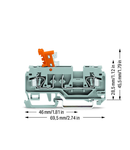 2-conductor disconnect/test terminal block; with pivoting knife disconnect; with test port; for DIN-rail 35 x 15 and 35 x 7.5; 2.5 mm²; CAGE CLAMP®; 2,50 mm²; gray