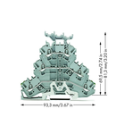 Triple-deck terminal block; Ground conductor/through/through terminal block; PE/L/L; with marker carrier; suitable for Ex e II applications; for DIN-rail 35 x 15 and 35 x 7.5; 2.5 mm²; Push-in CAGE CLAMP®; 2,50 mm²; gray