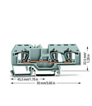 3-conductor through terminal block; 6 mm²; center marking; for DIN-rail 35 x 15 and 35 x 7.5; CAGE CLAMP®; 6,00 mm²; gray