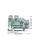 3-conductor sensor terminal block; with colored conductor entries; 2.5 mm²; CAGE CLAMP®; 2,50 mm²; gray