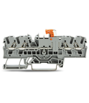 4-conductor disconnect/test terminal block; with test option; orange disconnect link; for DIN-rail 35 x 15 and 35 x 7.5; 2.5 mm²; Push-in CAGE CLAMP®; 2,50 mm²; gray