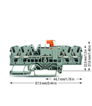 4-conductor disconnect/test terminal block; with test option; orange disconnect link; for DIN-rail 35 x 15 and 35 x 7.5; 2.5 mm²; Push-in CAGE CLAMP®; 2,50 mm²; gray