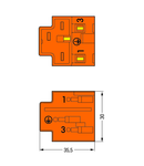 Male connector; 3-pole; orange