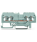 4-conductor through terminal block; 1.5 mm²; center marking; for DIN-rail 35 x 15 and 35 x 7.5; CAGE CLAMP®; 1,50 mm²; gray