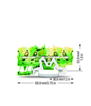 4-conductor ground terminal block; 1.5 mm²; suitable for Ex e II applications; side and center marking; for DIN-rail 35 x 15 and 35 x 7.5; Push-in CAGE CLAMP®; 1,50 mm²; green-yellow