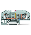 2-conductor fuse terminal block; for automotive blade-style fuses; with test option; with blown fuse indication by LED; 24 V; for DIN-rail 35 x 15 and 35 x 7.5; 6 mm²; CAGE CLAMP®; 6,00 mm²; gray