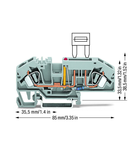 2-conductor fuse terminal block; for automotive blade-style fuses; with test option; with blown fuse indication by LED; 24 V; for DIN-rail 35 x 15 and 35 x 7.5; 6 mm²; CAGE CLAMP®; 6,00 mm²; gray