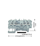 4-conductor through terminal block; 1 mm²; suitable for Ex e II applications; side and center marking; for DIN-rail 35 x 15 and 35 x 7.5; Push-in CAGE CLAMP®; 1,00 mm²; gray