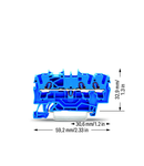 3-conductor through terminal block; 2.5 mm²; for Ex e II and Ex i applications; side and center marking; for DIN-rail 35 x 15 and 35 x 7.5; Push-in CAGE CLAMP®; 2,50 mm²; blue