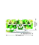 4-conductor ground terminal block; 4 mm²; suitable for Ex e II applications; side and center marking; for DIN-rail 35 x 15 and 35 x 7.5; Push-in CAGE CLAMP®; 4,00 mm²; green-yellow