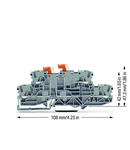 Double-deck, double-disconnect terminal block; with 2 pivoting knife disconnects; L/L; for DIN-rail 35 x 15 and 35 x 7.5; 2.5 mm²; Push-in CAGE CLAMP®; 2,50 mm²; gray