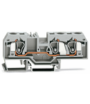 3-conductor through terminal block; 10 mm²; center marking; for DIN-rail 35 x 15 and 35 x 7.5; CAGE CLAMP®; 10,00 mm²; gray