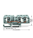 3-conductor through terminal block; 10 mm²; center marking; for DIN-rail 35 x 15 and 35 x 7.5; CAGE CLAMP®; 10,00 mm²; gray