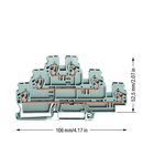 Triple-deck terminal block; Through/through/through terminal block; L/L/L; for DIN-rail 35 x 15 and 35 x 7.5; 2.5 mm²; CAGE CLAMP®; 2,50 mm²; gray