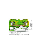 2-conductor ground terminal block; 4 mm²; center marking; for DIN-rail 35 x 15 and 35 x 7.5; CAGE CLAMP®; 4,00 mm²; green-yellow