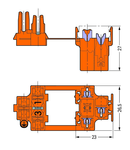 Socket; with automatic cutting of live conductor; 3-pole; orange