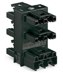 5-way distribution connector; 3-pole; Cod. A; 1 input; 5 outputs; outputs on both sides; black