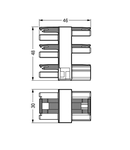 5-way distribution connector; 3-pole; Cod. A; 1 input; 5 outputs; outputs on both sides; black