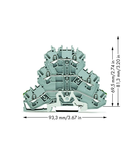 Triple-deck terminal block; Ground conductor/through/through terminal block; PE/L/L; without marker carrier; suitable for Ex e II applications; for DIN-rail 35 x 15 and 35 x 7.5; 2.5 mm²; Push-in CAGE CLAMP®; 2,50 mm²; gray