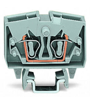 2-conductor miniature through terminal block; 2.5 mm²; with test option; center marking; for DIN-15 rail; CAGE CLAMP®; 2,50 mm²; gray