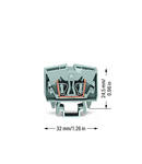 2-conductor miniature through terminal block; 2.5 mm²; with test option; center marking; for DIN-15 rail; CAGE CLAMP®; 2,50 mm²; gray