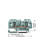 2-conductor through terminal block; 6 mm²; center marking; for DIN-rail 35 x 15 and 35 x 7.5; CAGE CLAMP®; 6,00 mm²; gray