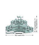 4-conductor double deck terminal block; Through/through terminal block; L/L; with marker carrier; for DIN-rail 35 x 15 and 35 x 7.5; 2.5 mm²; Push-in CAGE CLAMP®; 2,50 mm²; gray
