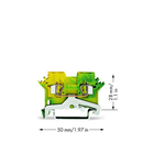 2-conductor ground terminal block; 2.5 mm²; lateral marker slots; for DIN-rail 35 x 15 and 35 x 7.5; CAGE CLAMP®; 2,50 mm²; green-yellow