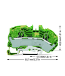 2-conductor ground terminal block; 16 mm²; side and center marking; for DIN-rail 35 x 15 and 35 x 7.5; Push-in CAGE CLAMP®; 16,00 mm²; green-yellow