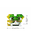 2-conductor ground terminal block; 10 mm²; suitable for Ex e II applications; lateral marker slots; for DIN-rail 35 x 15 and 35 x 7.5; CAGE CLAMP®; 10,00 mm²; green-yellow