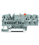 3-conductor disconnect/test terminal block; with test option; orange disconnect link; for DIN-rail 35 x 15 and 35 x 7.5; 2.5 mm²; Push-in CAGE CLAMP®; 2,50 mm²; gray