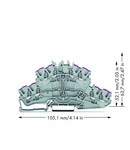4-conductor double deck terminal block; 8-conductor through terminal block; L; without marker carrier; internal commoning; conductor entry with violet marking; for DIN-rail 35 x 15 and 35 x 7.5; 2.5 mm²; Push-in CAGE CLAMP®; 2,50 mm²; gray